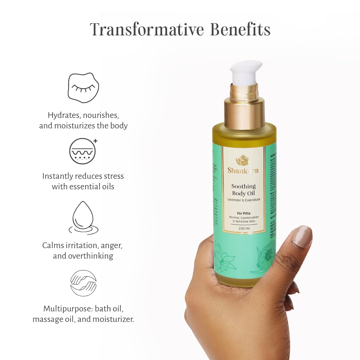 Shankara Soothing Body Oil, With Pure Essential Oils Nourishing, Calming Formula For Relaxation and Hydration (100ml)