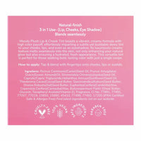 Moody Plush 3-in-1 Lip, Cheek & Eye Cream - Berry Bliss with Cacao Butter, Shea Butter & Jojoba Oil | Long Lasting | Paraben Free Lip Balm Moisturizer For All Skin Type, 5gm