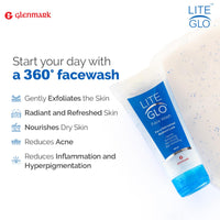 Lite Glo Face Wash for Combination Skin - Contains Vitamin C, Glycolic Acid and Mandelic Acid, Helps with optimal exfoliation, prevents dryness of skin, gives gentle cleanse | Protects, Nourishes and Repairs Skin | Paraben and SLES Free
