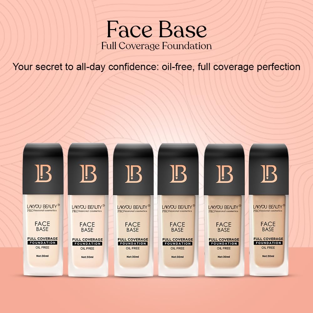 Lakyou Beauty Face Base Full Coverage Foundation | Waterproof | Long Lasting | Lightweight | SPF 20 | Shade-03(Natural Beige) | Pack Of 2