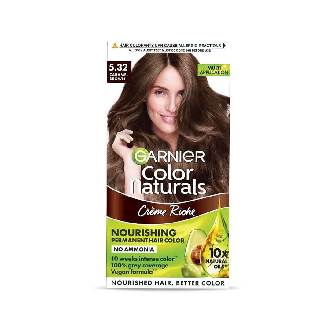 Garnier Skin Naturals, Day Cream, Protects Skin from Sun, Bright Complete Vitamin C Serum Cream, 45 g & Garnier, Hair Colouring Creme, Long-lasting Colour, Shade: 5.32 Caramel Brown, 70ml + 60g