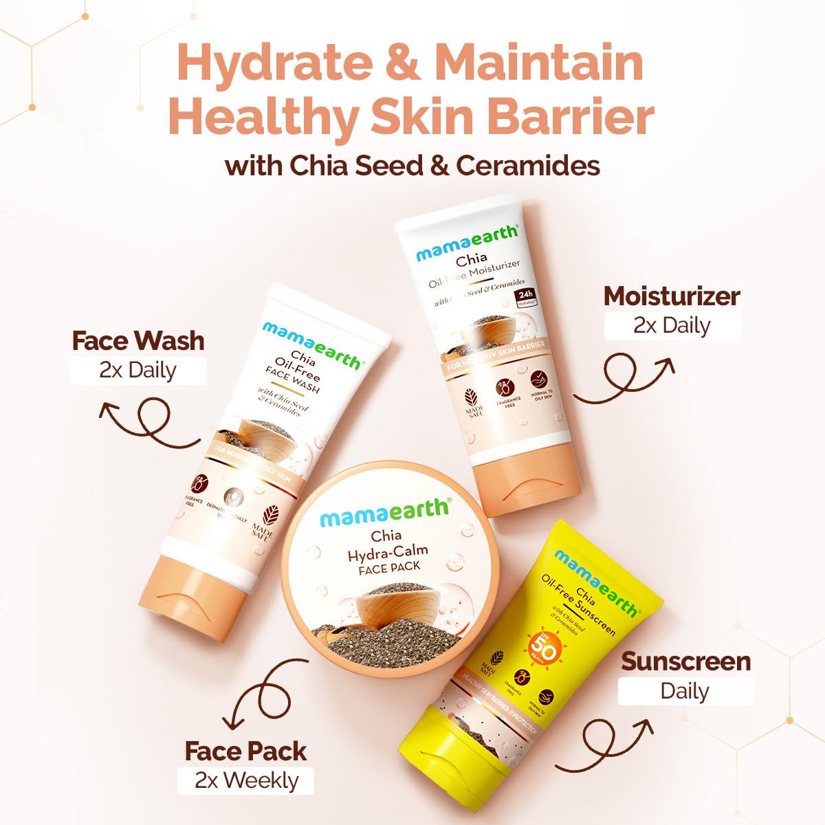 Mamaearth Chia Hydra-Calm Face Pack with Chia Seed & Ceramides for Healthy Skin Barrier - 200g | DIY-like Texture | Instant Hydration & Glow | Gel Cream Cooling Mask | Free From Harmful Chemicals | All Skin Types