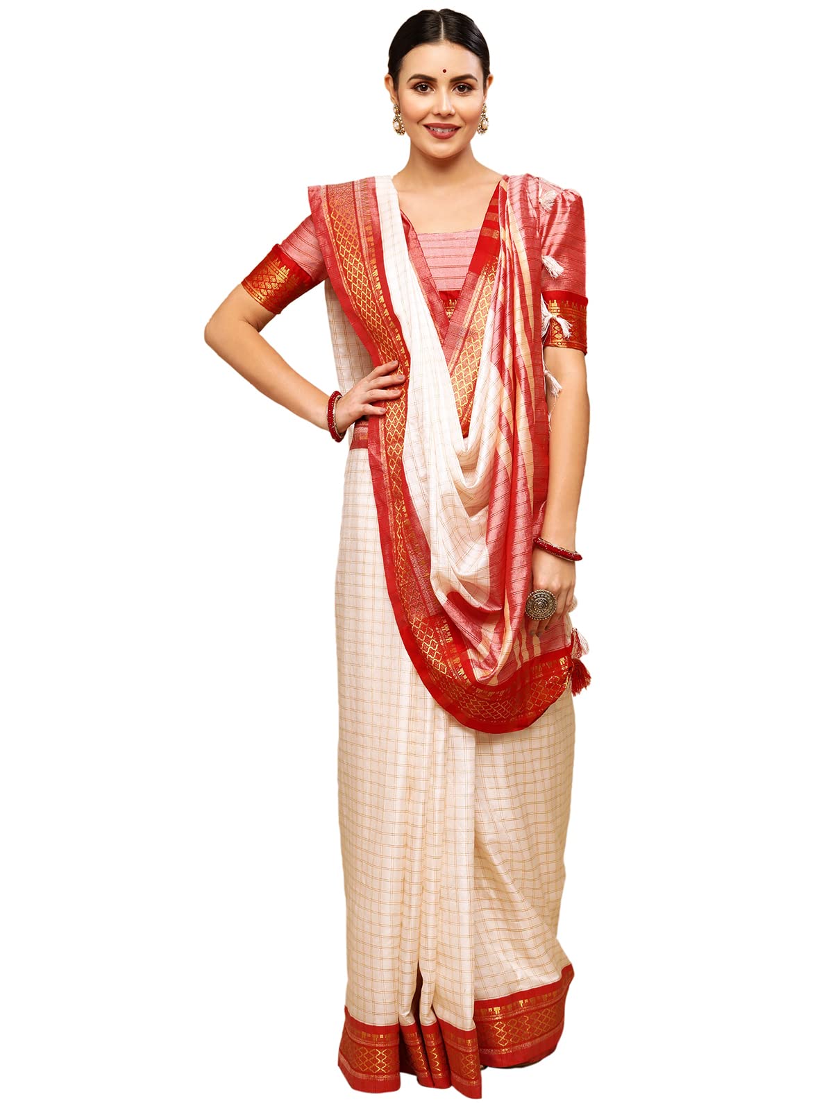 Satrani Women's Poly Silk Woven Saree With Unstitched Blouse Piece