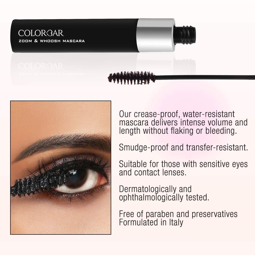 Colorbar Zoom & Whoosh Mascara Black Sin 001 & Intensely Rich Kajal Combo