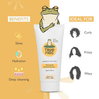 TRue FRoG Shampoo For Curly, Wavy, Dry and Frizzy Hair With Flaxseed and Beetroot Extract For Cleansing, Moisturizes And Adds Shine To Hair For Women & Men, Sulphate and Paraben Free - 150 ml
