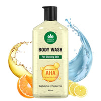 GREENWORTH Body wash for glowing skin with AHA and Aloevera | Hydrating and Gentle Exfoliating Body Wash for Brighter, Softer and Smoother Skin| Sulphate & Paraben Free | 300 ml