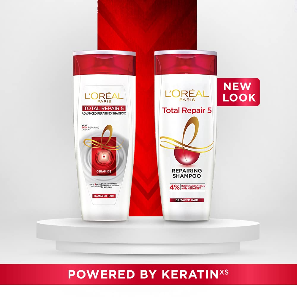 L’Oréal Paris Dream Lengths Shampoo, 192.5 Ml & Total Repair 5 Repairing Shampoo With Keratin Xs, 192.5Ml