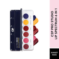 C2P Pro Pop Lip Shade 6 in 1 Lipstick Palette for Women – Waterproof, Long-Lasting, Smudge-Proof, Highly Pigmented Lip Pallete for All-Day Wear (Sunset Hues, 21g)