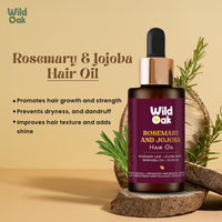 WildOak Advanced Rosemary Jojoba Hair Oil for Hair Growth & Scalp Nourishment | Anti-Hair Fall, Dandruff Control & Deep Hydration | Strengthens Roots, Boosts Shine & Thickness | For Men & Women | 50ml