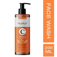 THE LOVE CO Vitamin C & Tea Tree Oil Face Wash - Foaming Cleanser for Instant Glow & De-Tan, Suitable for All Skin Types, 100% Vegan, 200ml