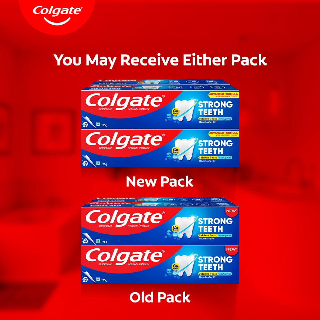 Colgate Strong Teeth, 700G, India S No: 1 Toothpaste Brand, Calcium-Boost Tooth Paste For 2X Stronger Teeth, Whitens Teeth, Fresh Breath & Prevents Cavities (Combo Pack Offer)..