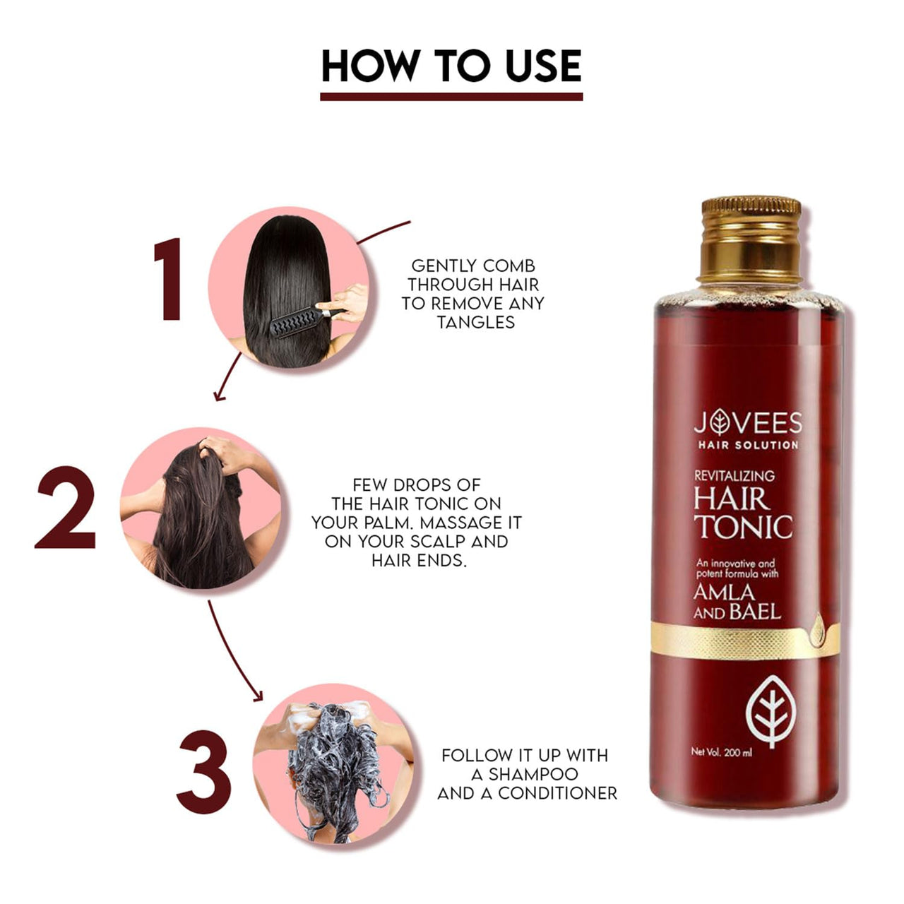 Jovees Herbal Revitalising Amla & Bael Hair Tonic For hair volume & Protecting hair From Damages | Gives Long, Strong & Thick Hair | For All Hair Types- 100ml
