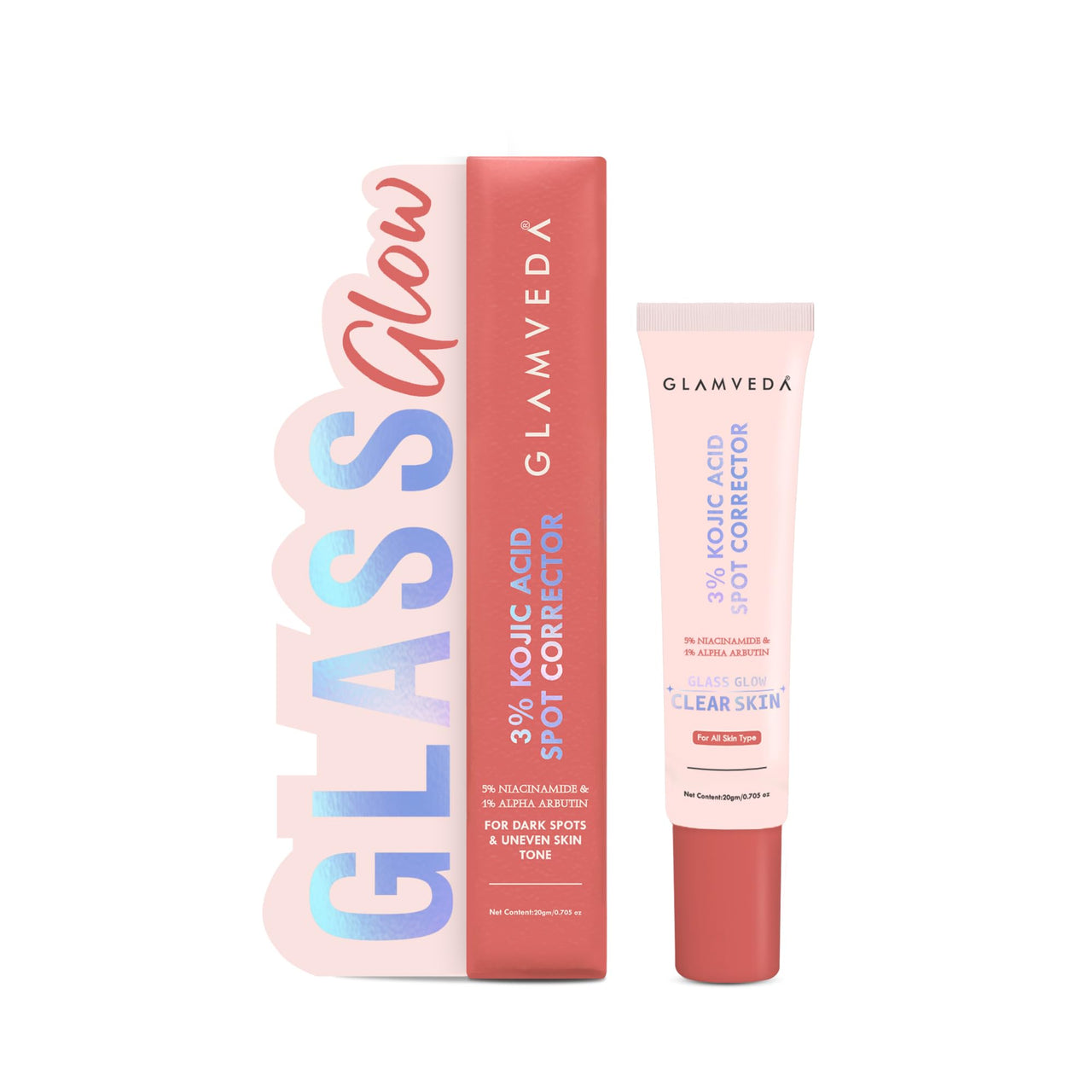 Glamveda 3% Kojic Acid Spot Corrector Gel Reduces Acne Scars & Dark Spots | Glow Booster & Pigmentation Removal | With Alpha Arbutin & Niacinamide | 20g