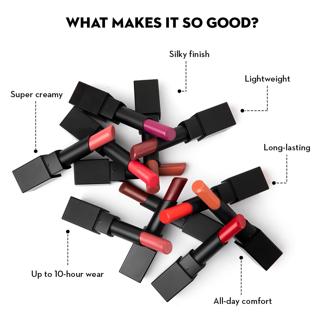SUGAR Cosmetics Nothing Else Matter Longwear Lipstick for Women | Lasts Up To 8+ Hours| Enriched with Vitamin E | 100% Vegan | 3.2gm - 12 Teak Over