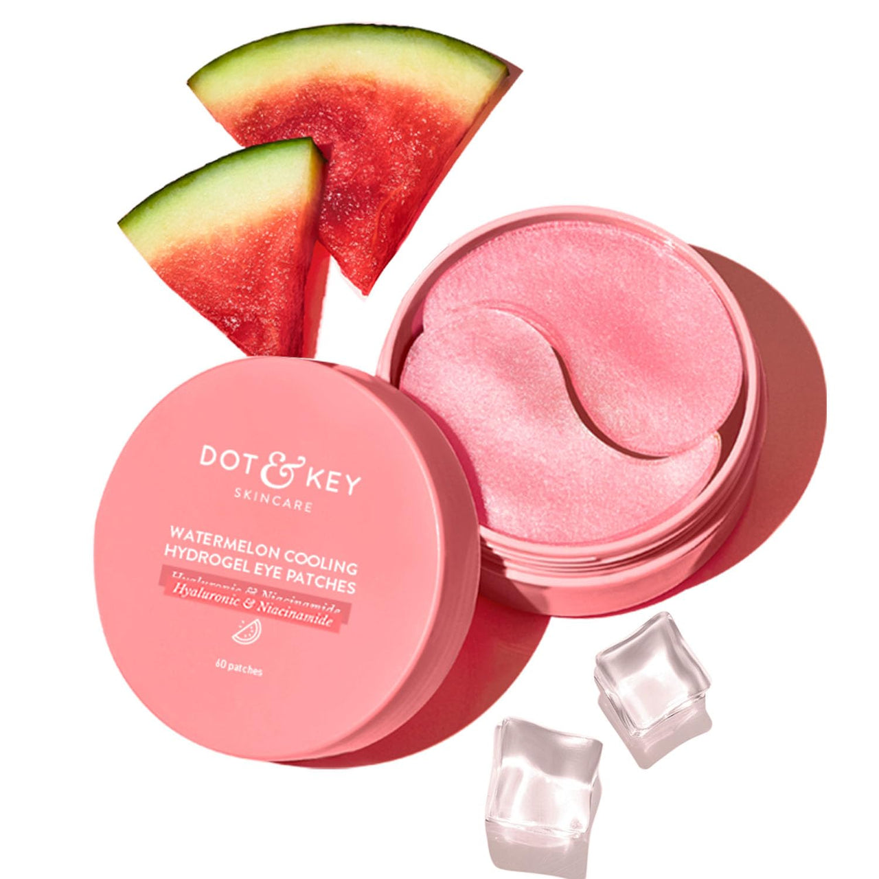 Dot & Key Watermelon Cooling Hydrogel Under Eye Patches for Dark Circles & Puffiness Reduction | With Hyaluronic & Niacinamide | Eye Patches | Instantly Hydrates, Cools & De-Puffs | 60 Patches