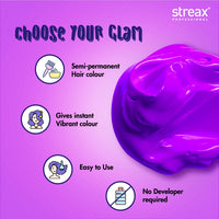 Streax Professional Hold & Play Funky Colours Hair Color, 100g - Crazy Violet 100g