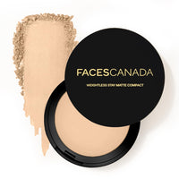 FACESCANADA Weightless Stay Matte Finish Compact Powder - Natural 9 G And Faces Canada Magneteyes Eyeliner - Black, 3.5Ml