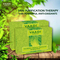 Vaadi Herbals Alluring Neem Tulsi Soap with Vitamin E and Tea Tree Oil, 75g (Pack of 6)