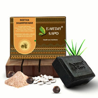 Earthy Sapo Reetha Shampoo Bar for Dry Hair (100g, Pack of 1) | Handmade Ayurvedic Hair Care | Vegan, Chemical-Free, Eco-Friendly | Reetha & Coconut Milk for Nourished Hair