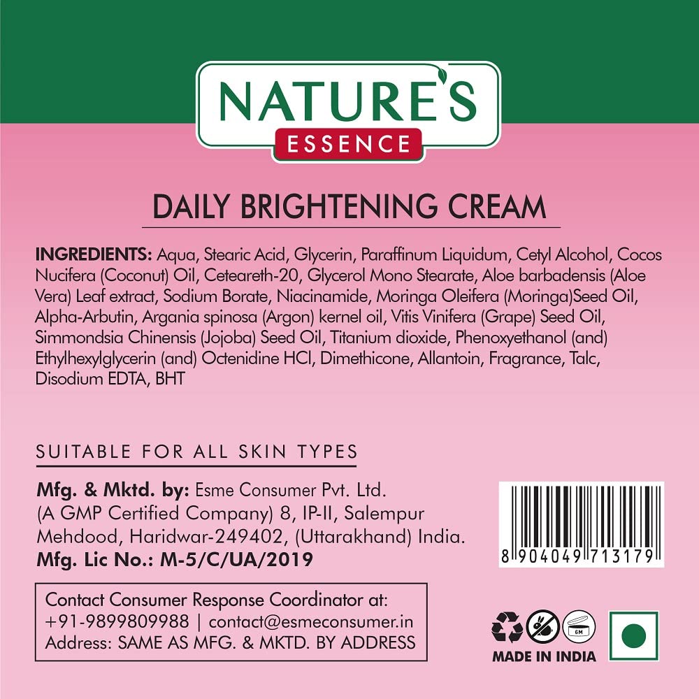 NATURES ESSENCE Face Cream For Daily Use|Skin Brightening Face Cream For Women||Brightening Cream With 2% Alpha Arbutin|45Gm