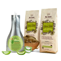 Nat Habit Ready-To-Apply Henna Paste & Pure Aloe Vera Gel The Ideal Combo For Conditioned Hair, Dandruff-Free, Healthy Scalp & Hair Fall with Rich Dark Brown Color (Combo Pack of 3)