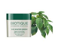 Biotique Bio Myristica Spot Correcting Anti Acne Face Pack, 20g & Bio Winter Green Spot Correcting Anti Acne Cream, 15g