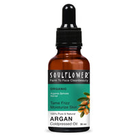 Soulflower Moroccan Argan Oil for Light Oil for styling for Frizzy, Dry & thin hair, Hair Growth, Hair Fall Control for Men & Women |100% Pure, Organic & Natural, Rich in Omega 3, Vitamin E | 30ml