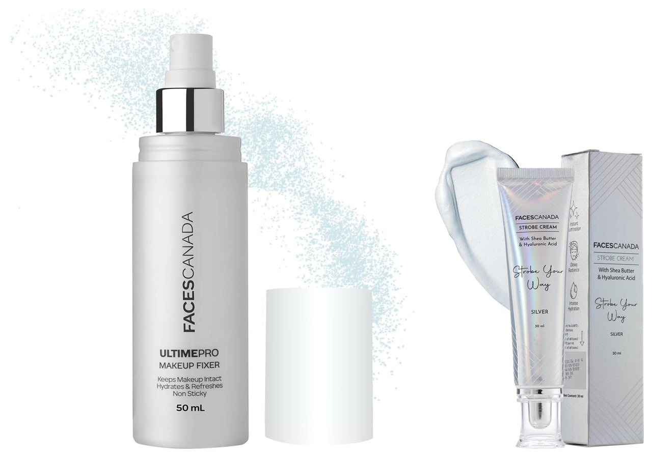 FACESCANADA Ultime Pro Makeup Fixer 50 Ml And Faces Canada Strobe Cream - Silver 30Ml