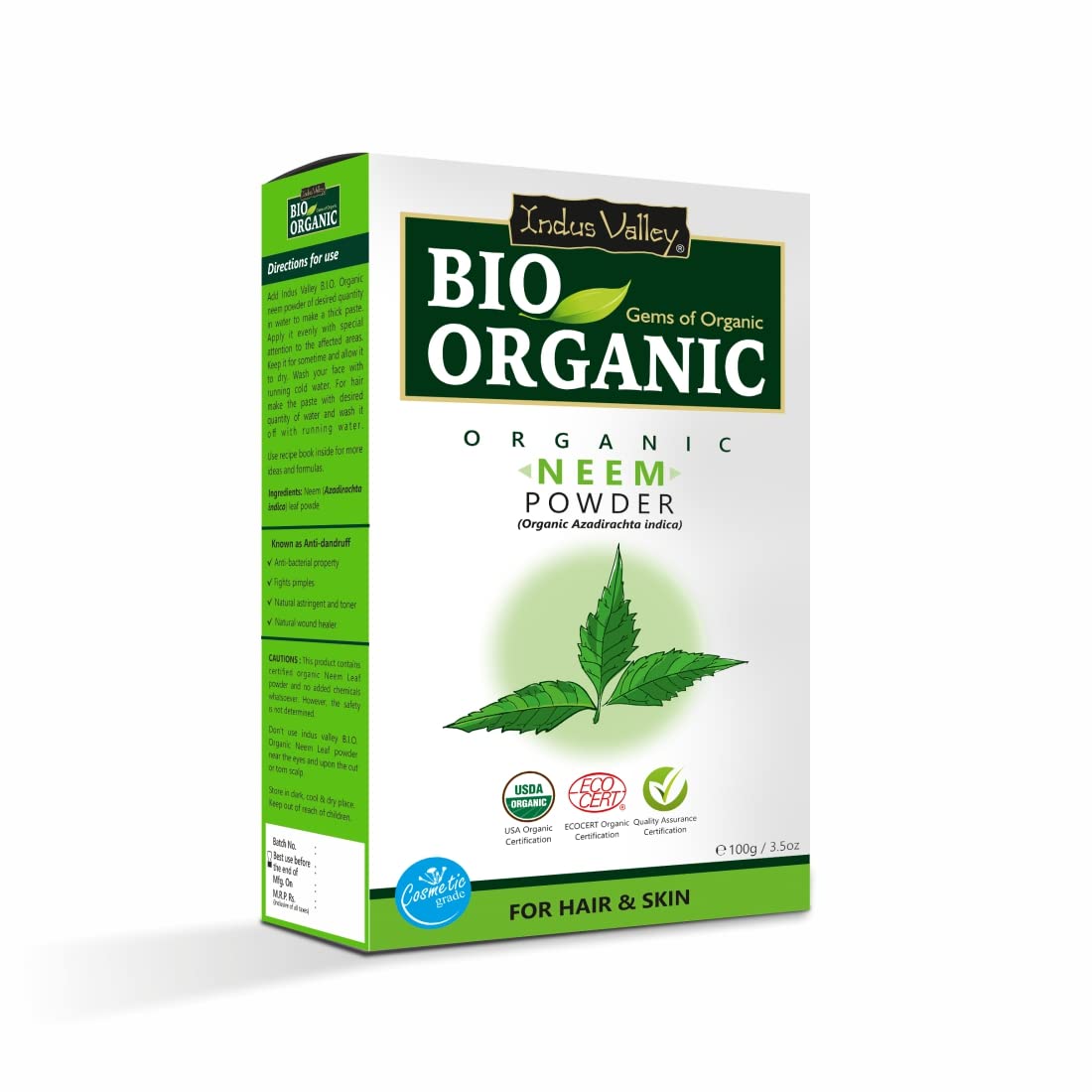 INDUS VALLEY BIO Organic Rose Petals | Rosa indica, Orange Peel Powder | Citrus aurantium & Neem Natural Powder | Organic Azadirachta indica For Skin Care - (100x3 = 300g)