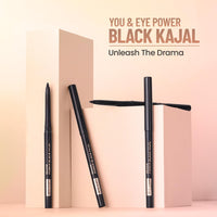 Swiss Beauty You & Eye Power Black Kajal | Waterproof & Smudge-Proof | 24 Hour Stay | Matte Finish Black Kajal | 0.30gm