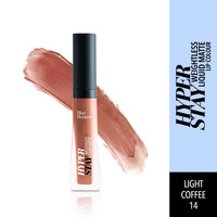 Blue Heaven Hyper Stay Weightless Liquid Matte Lipstick | Long-lasting & Smudge Proof | Non-Transfer Matte Lipstick for Women | Light Coffee-14 | 6ml