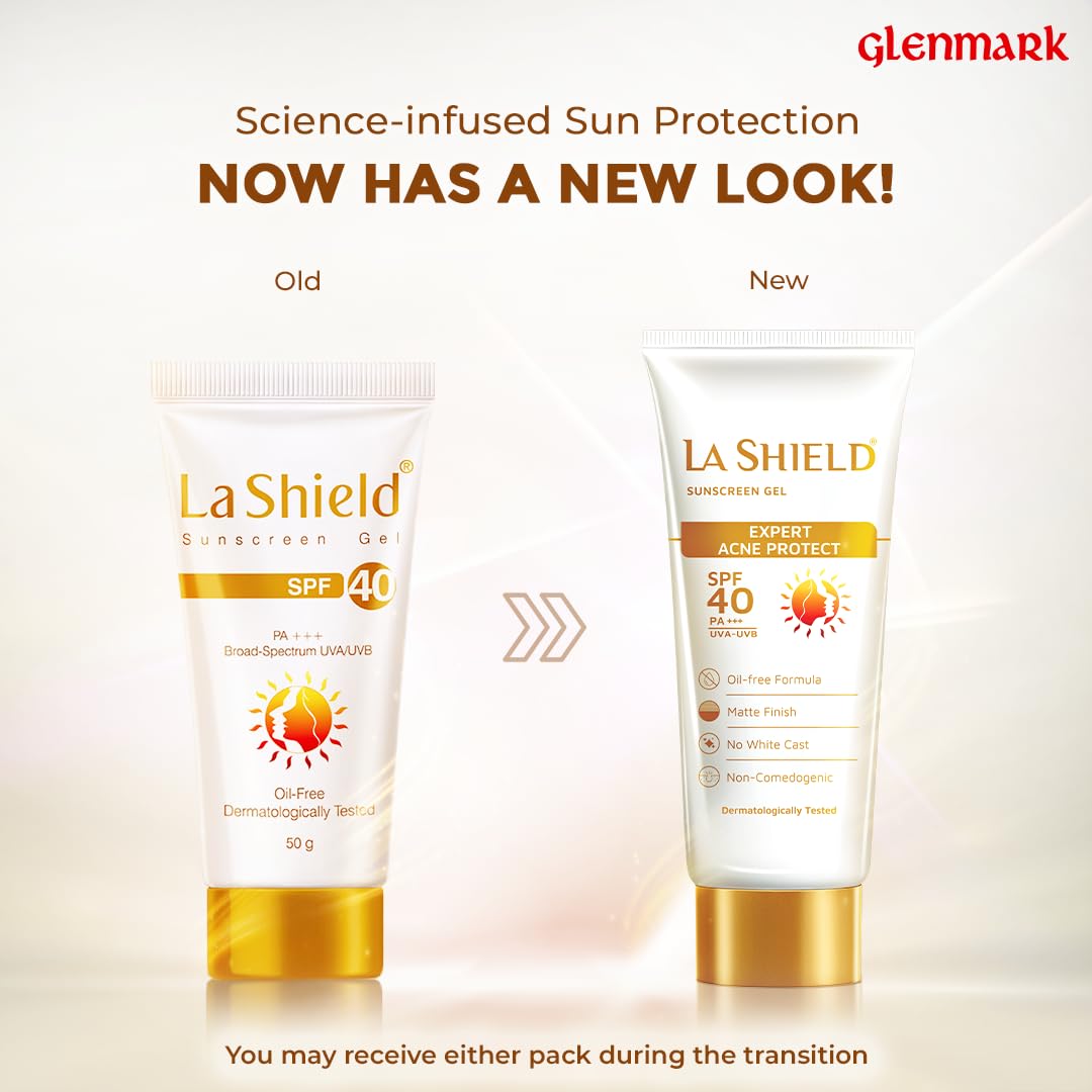 La Shield SPF 40 PA+++ Mineral Sunscreen Gel | Superior Matte Finish | Oil-free | Lightweight | No white cast | For Acne Prone, Oily or sensitive skin |Dermatologist Prescribed | 50g