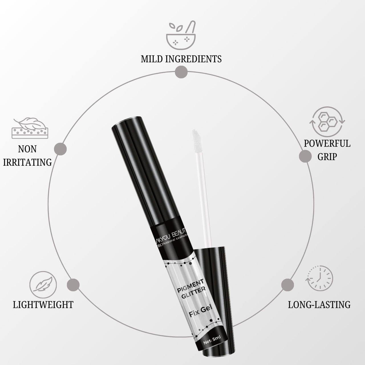 Lakyou Beauty Pigment Glitter Fix Gel | 6ml | Loose Eyeshadow Pigment Fixer