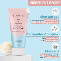Glamveda Rice & Ceramide Korean Glass Glow Face Wash | For Dry, Sensitive & Combination skin types | Improves skin barrier | No Paraben, SLS | 100ml