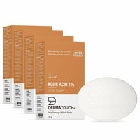 DERMATOUCH Kojic Acid 1% Soap with Glutathione | For Pigmentation & Sun damage | Soap for Men & Women | Suitable for All Skin Types | 75g x 4