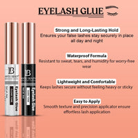 Lakyou Beauty Waterproof Eyelash Glue Black Tone | Long-Lasting, Strong Hold | 6ml | Ideal for False Lashes