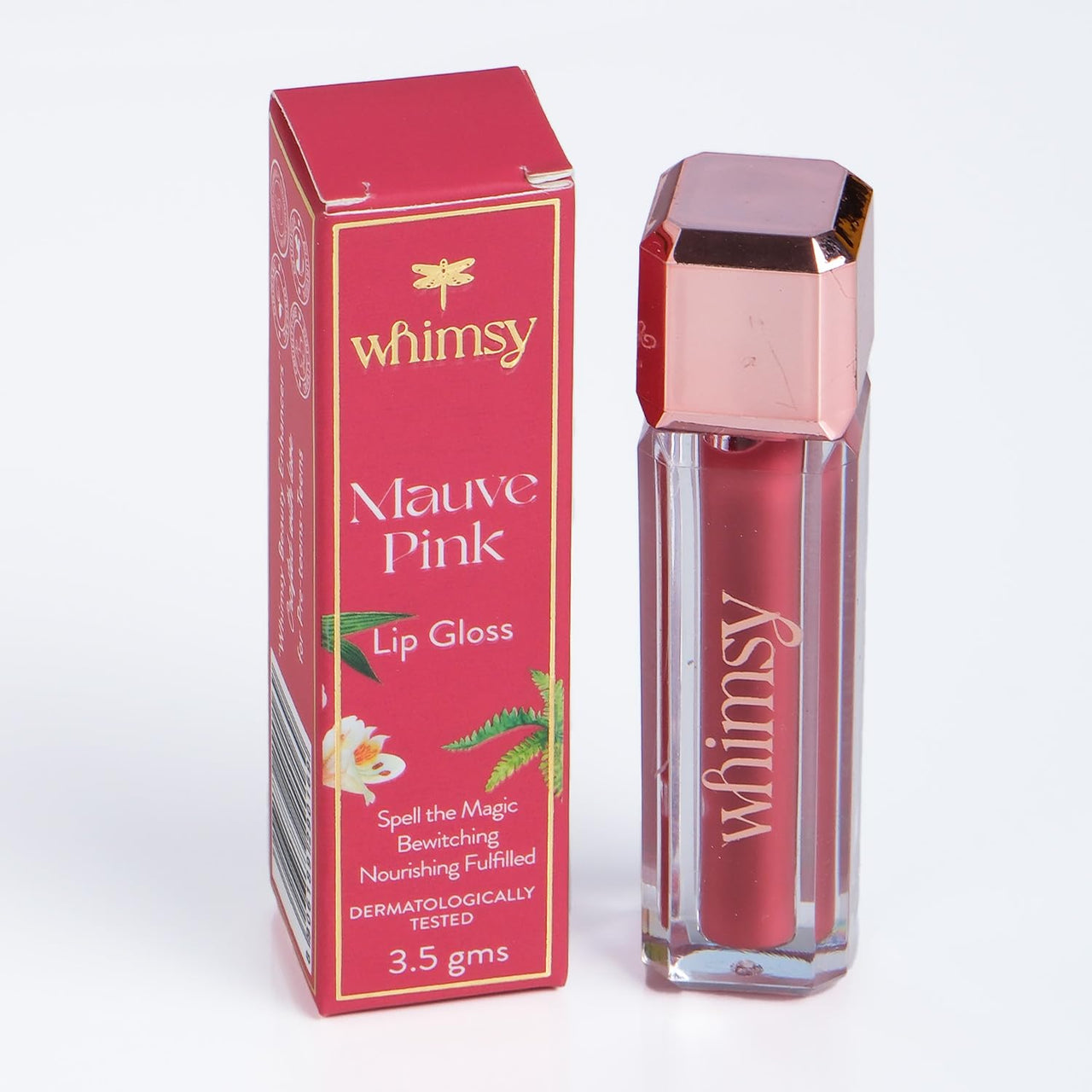 Whimsy Natural, Organic Lip Gloss for Kids|Non-sticky & Lightweight Lip Gloss for Girls|Hydrating, Nourishing Lips|Tinted Liquid Lip Gloss for girls|Long Lasting Glossy Lip Gloss (Mauve Pink)
