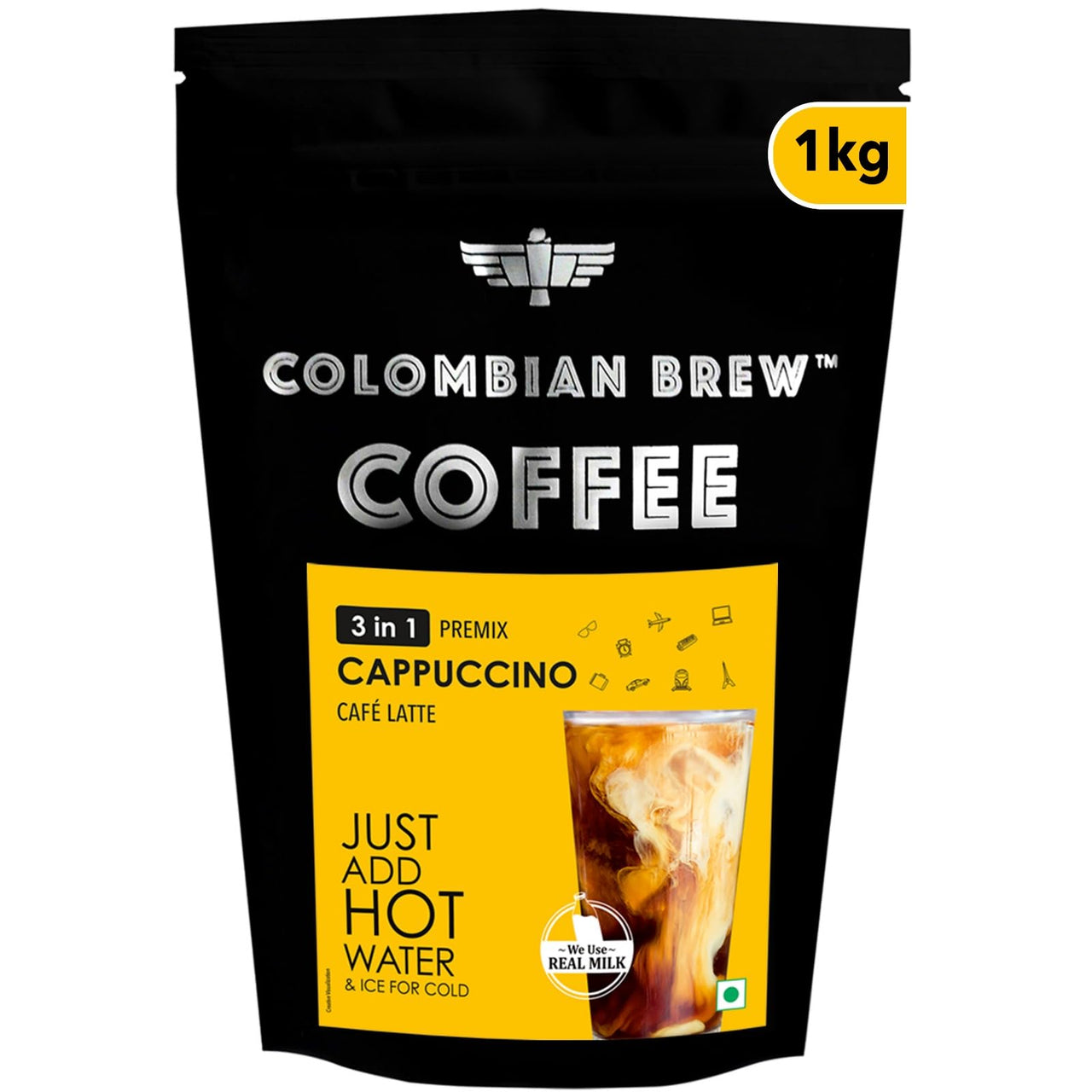 Colombian Brew 3 in 1 Cappuccino Café Latte, Instant Coffee Powder Premix 1kg for vending machine