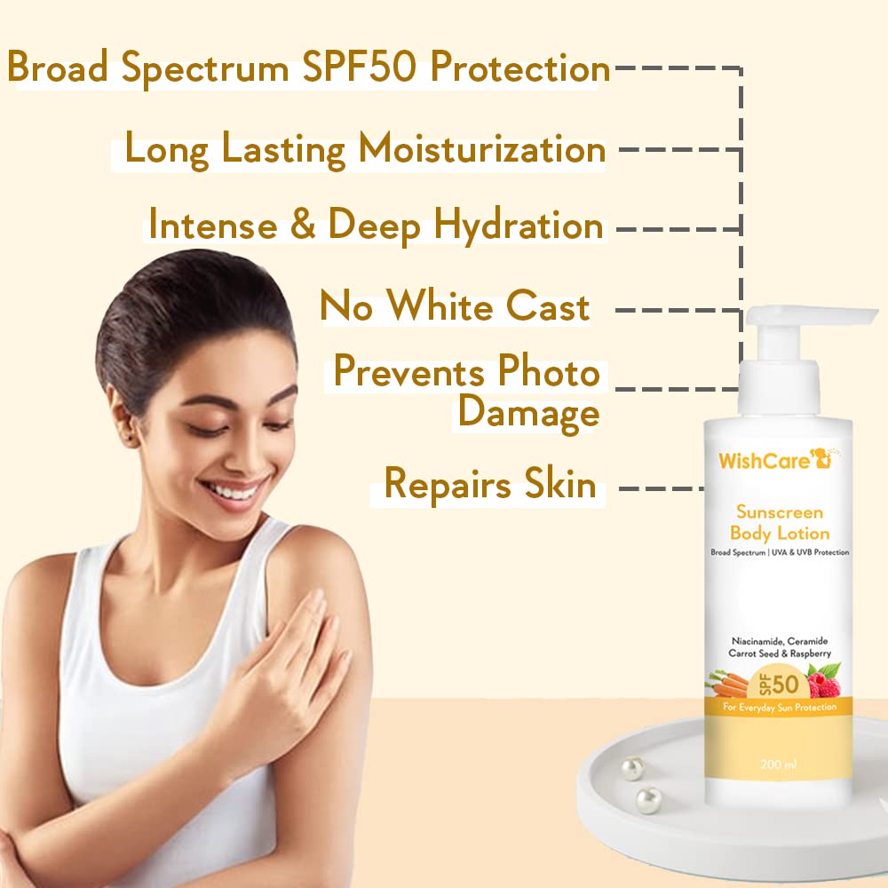 WishCare Sunscreen SPF50 for Women & Men Body & Face Care Combo (200ml + 50gm)