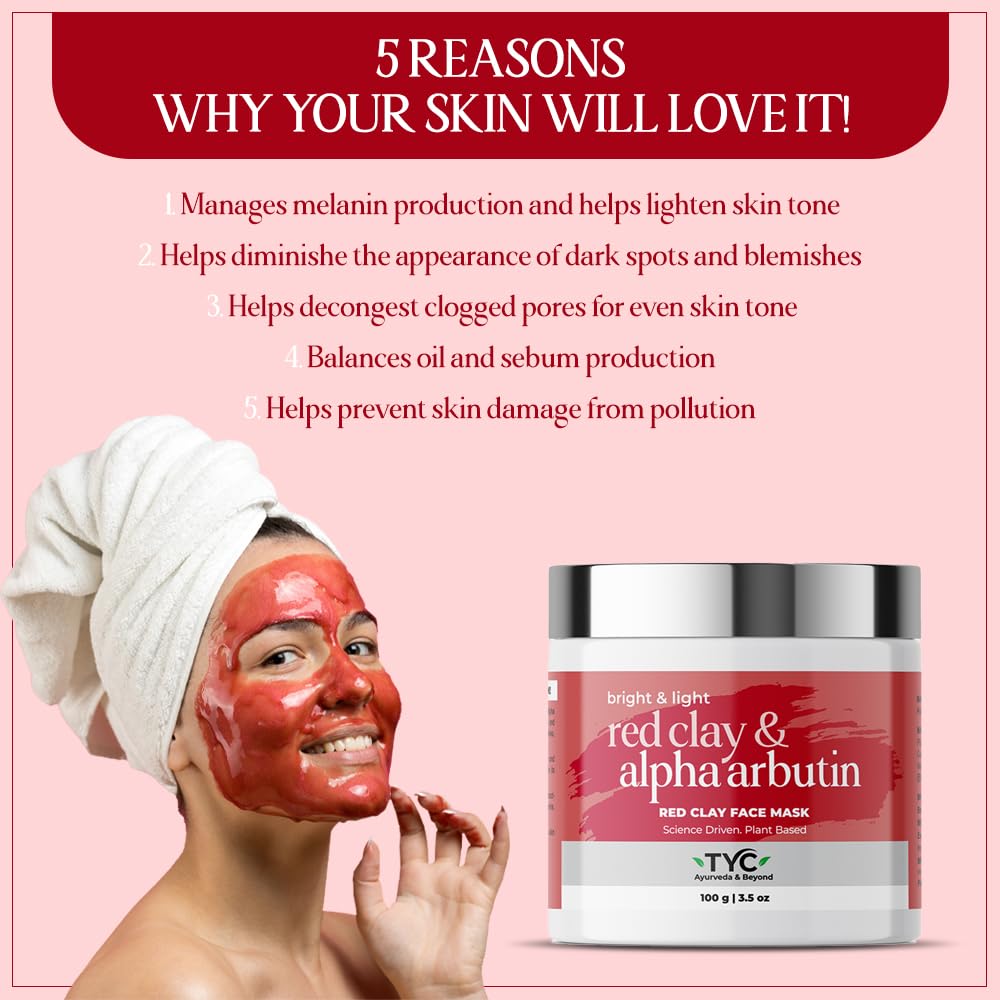 TYC - TRUST YOUR CHOICE Tyc Face Clay Mask Smooth Moisturized And Bright Purifying Even Skin Tone For Men And Women Red Face Mask(100 Gram)