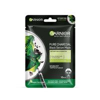 Garnier Skin Naturals, Face Mask, Hydrating & Detoxifying, Black Serum Mask Pure Charcoal, 1 pc, 28g | Garnier Skin Naturals, Face Mask, Hydrating, Brightening & Anti-Dark Spots, Bright Complete, 1 pc, 28g