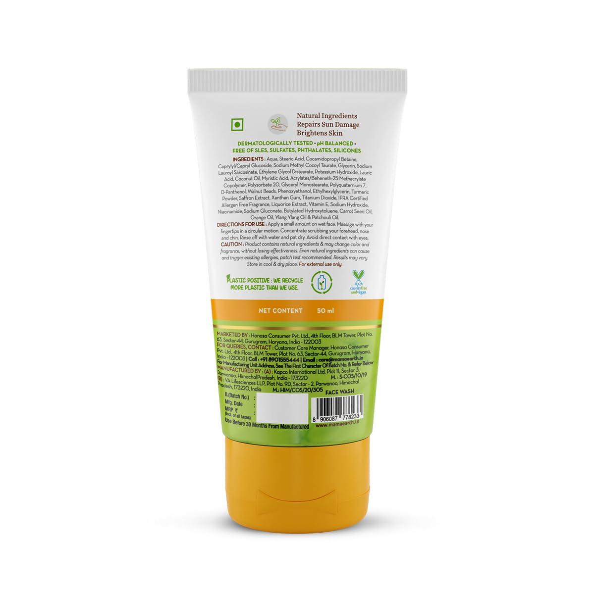 Mamaearth Ubtan Natural Face Wash For all Skin Type with Turmeric & Saffron for Tan Removal – 50 ml