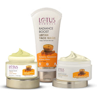 Lotus Herbals Radiance Boost Ubtan Face Cream SPF 20 (50g)|Face Wash (100g)|Face Mask (100g) (pack of 3,. 250g)