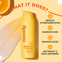 Moody Vitamin C Face Cream Serum Moisturizer For Glowing Skin with Niacinamide & Alpha Arbutin | Fades Pigmentation & Dark Spots, Reduces Skin Dullness | Oil Free & Lightweight | For All Skin Types | 50ml