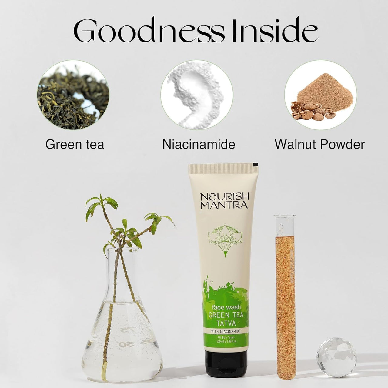 Nourish Mantra- Cucumber Mint Upvan Face Wash (100 ml) | Powered with Vitamin C, Cucumber and Niacinamide | Face Wash For All Skin Types | Paraben & SLSSLES Free (100 ml (Pack of 1), Cucumber Mint)