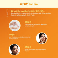WOW Skin Science Brightening Vitamin C Foaming Face Wash | Refill Pack | Glowing, Bright Skin | Paraben & Sulphates Free | Face Wash for Women & Men | 200 ml