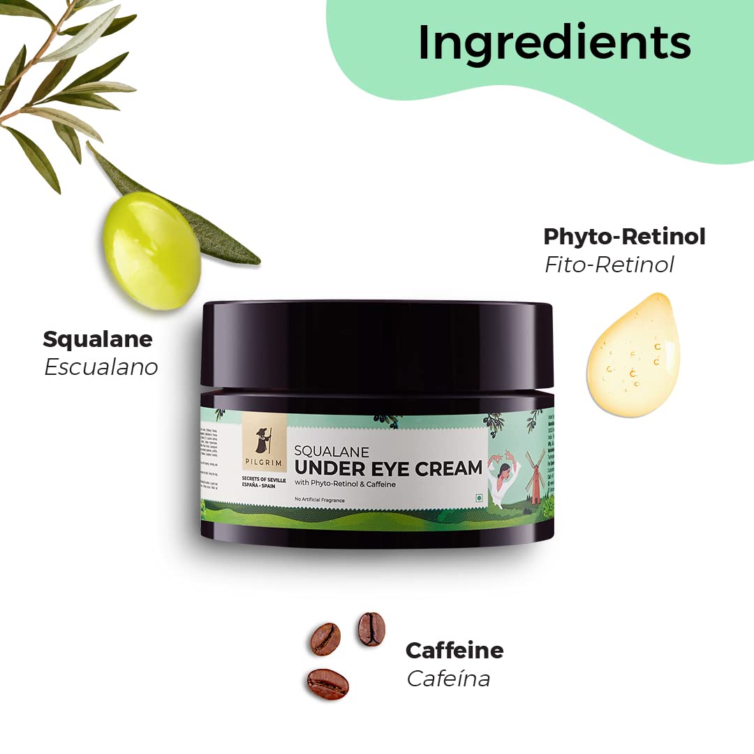 Pilgrim Glow & Illumination Eye Care Routine - Fights Dark Circles,Wrinkles | Under Eye Cream 50gm | Foaming Face Wash with Brush 120ml | Glow Moisturizer 50gm | All Skin Type