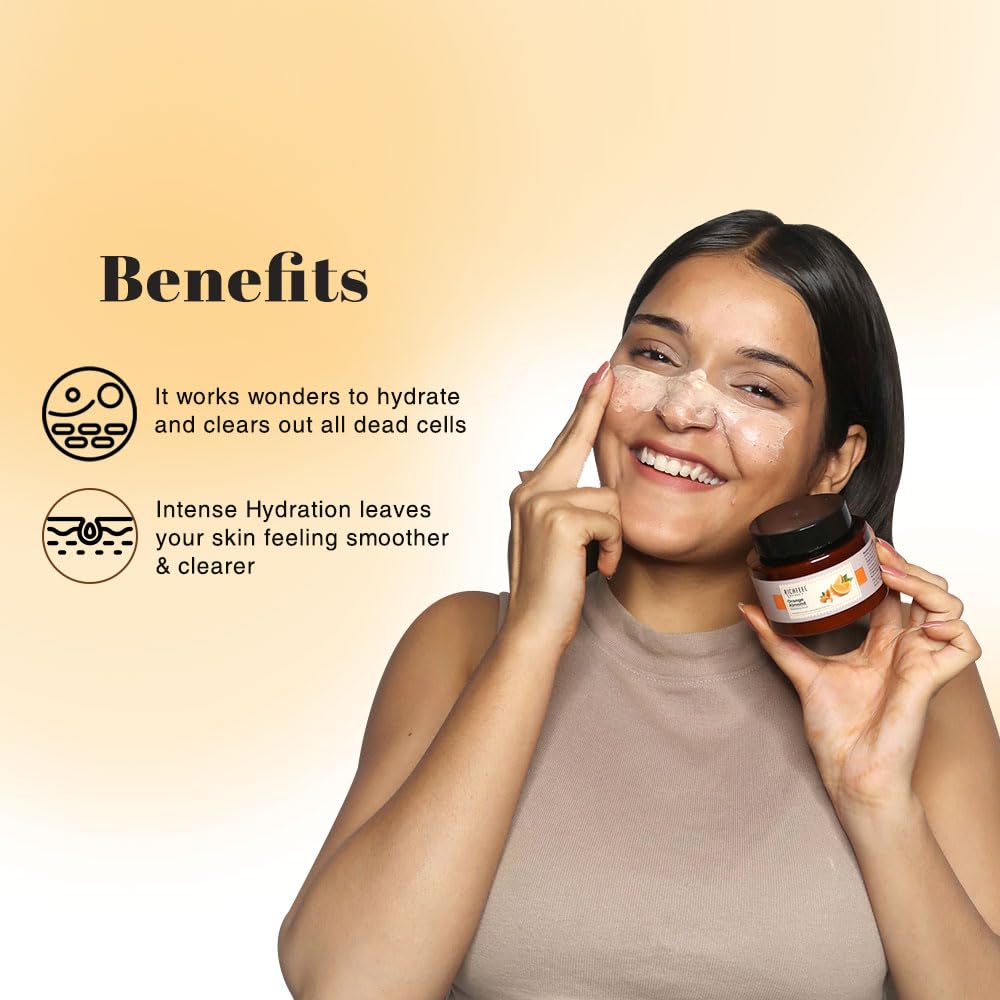 Richfeel Orange Almond Scrub For Brightening & Revitalizing | Gentle Exfoliation | Removes Blackheads & Dead Skin Cells | Suitable for All Skin Types | 100 g