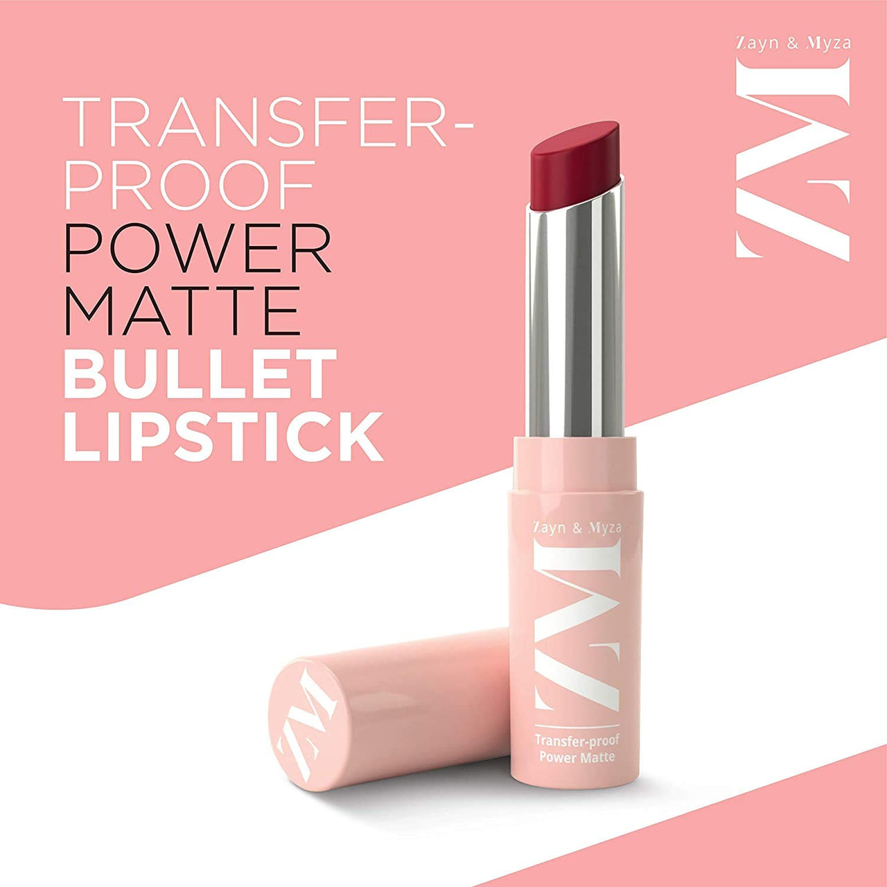 ZM Transfer-Proof Power Matte Bullet Lipstick, Vegan, 3.2 g (Burgundy Bliss)