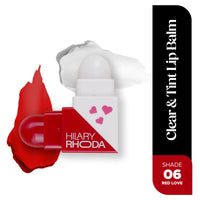 Hilary Rhoda Clear & Tint Lip Balm | Infused with Aloe Vera & Shea Butter | Hydrates & Nourishes Lips | 2 Sided Lip Balm | Glides on lips Smoothly -2.27g*2 (Red Love - Shade 06)